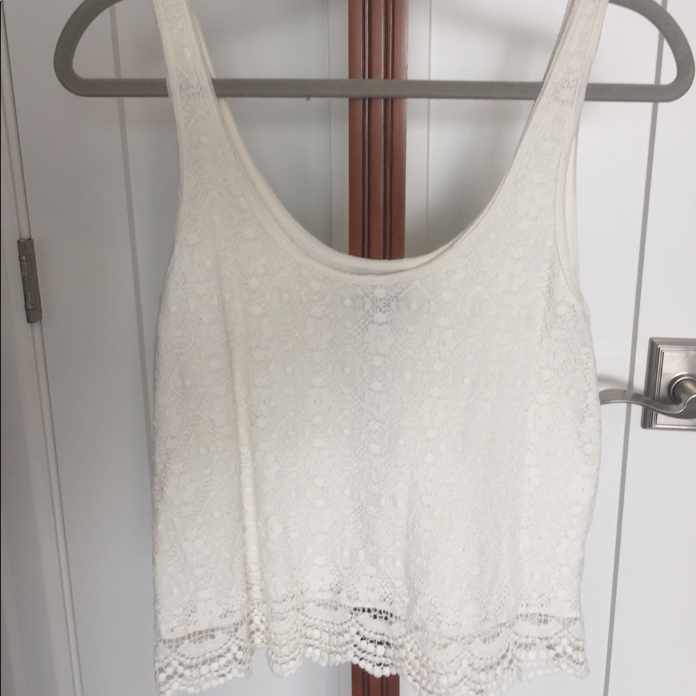 American Eagle Cream Lace Crop Tank